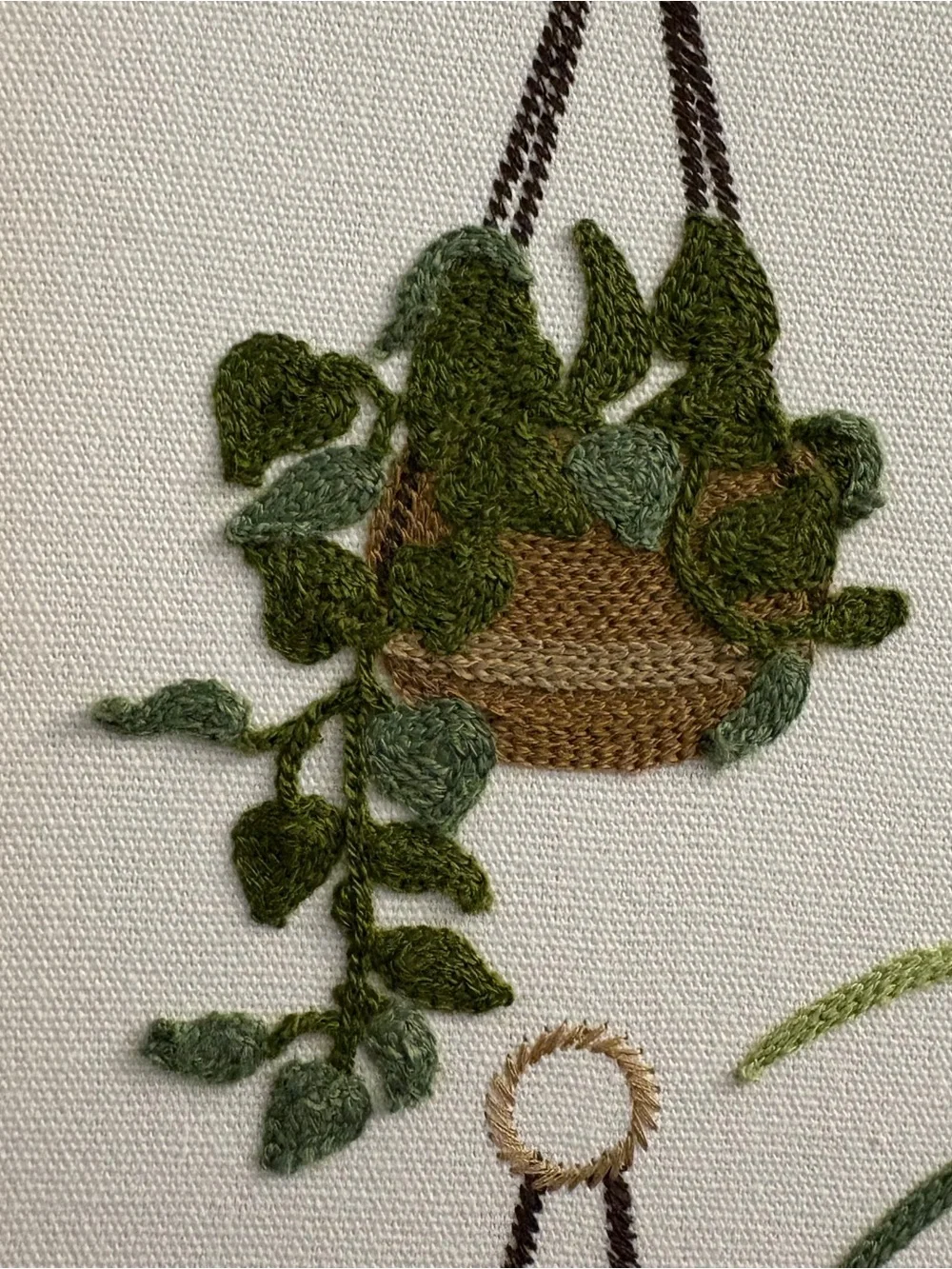 New BP Home Textile Embroidered Woven Wall Art Hanging House Plants 17” X 21”